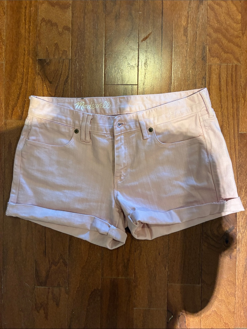 Madewell Light Pink Cotton Roll-Hem Jean Shorts
